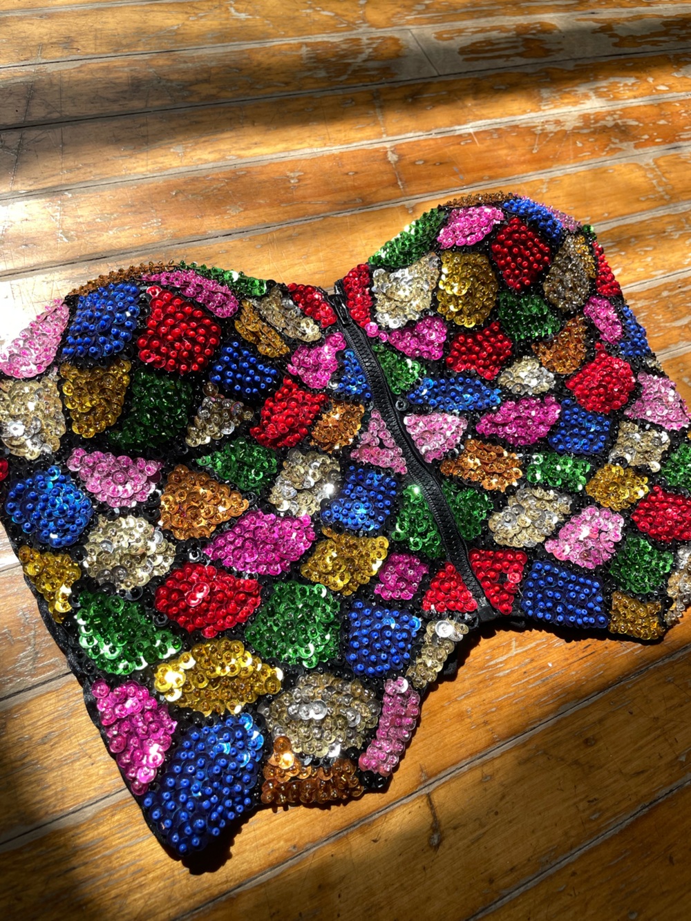 Insane Vintage Beaded Mermaid Sequin Bustier Top Festival